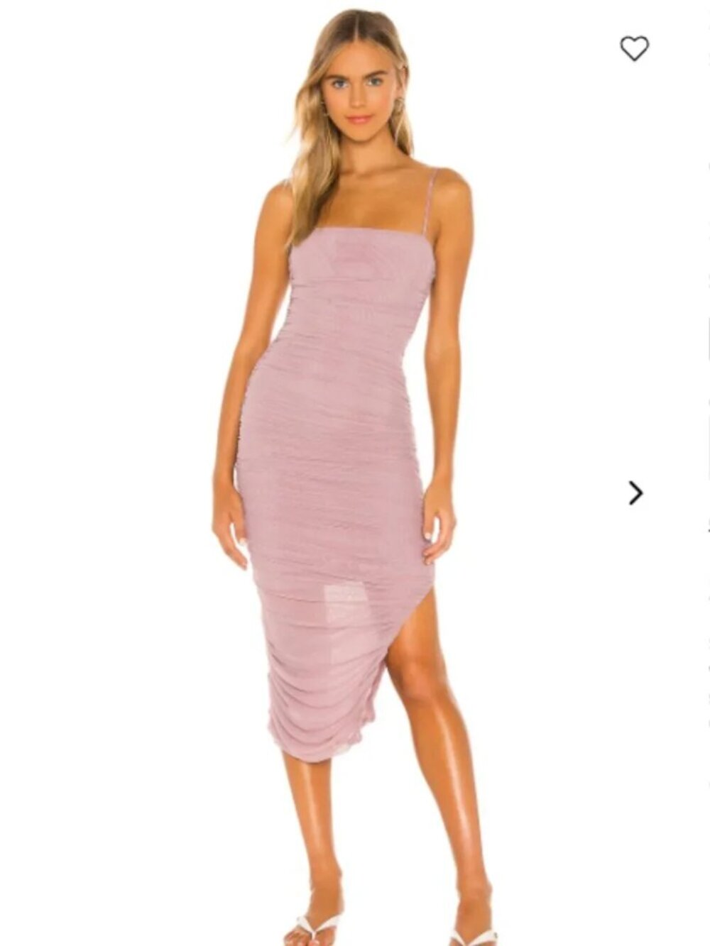 SNDYS Simone Ruched Bodycon Midi Dress in Mauve Purple
